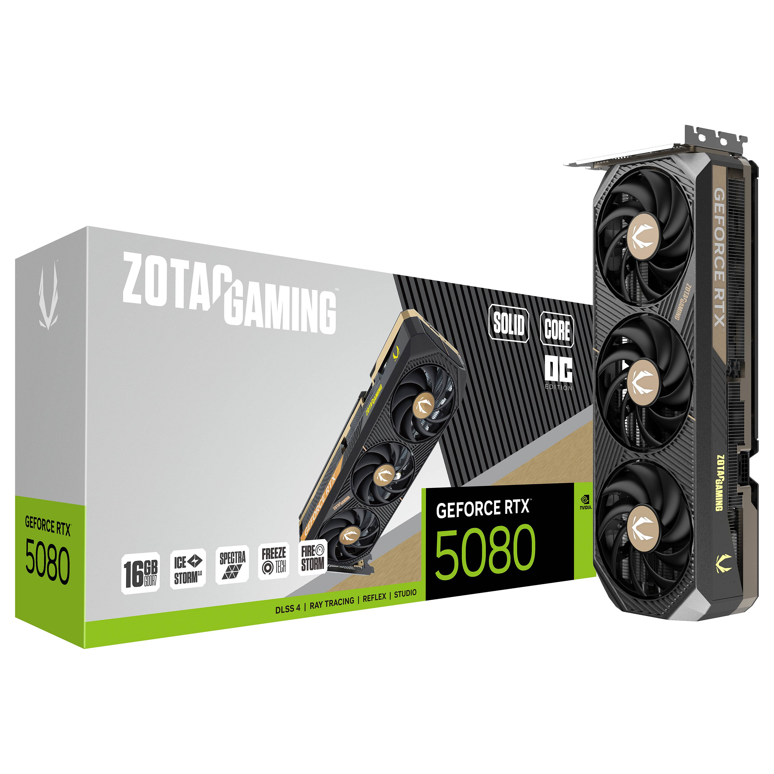 Kartelë Grafike NVidia ZOTAC Gaming Solid Core OC RTX 5080 / 16GB GDDR7 / Fan - 8