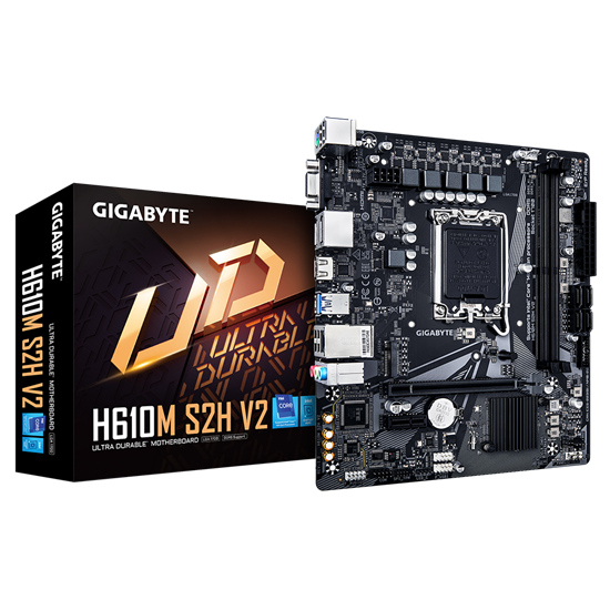 Pllakë Amë Gigabyte H610M S2H V2 / LGA1700 / H610 / DDR5 / mATX / 2×DP / HDMI / VGA / Gigabit LAN