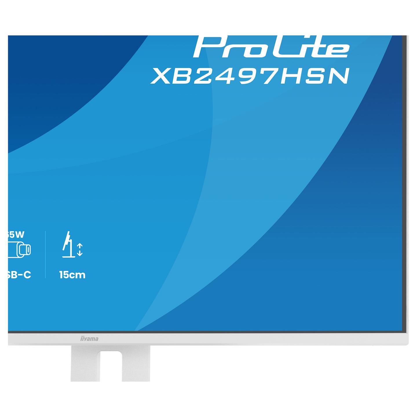 Monitor Iiyama ProLite XB2497HSN-W1 / 23.8″ / FHD IPS / 100 Hz / 1 ms / DisplayPort + HDMI + USB-C + USB-Hub + Ethernet - Bardhë - 7