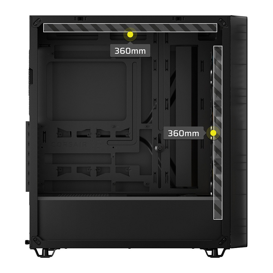 Kasë PC Corsair 3200D RS ARGB / Mid Tower / ATX / 3x 120mm ARGB Fan / Tempered Glass / Mesh / 360mm Radiator - Zezë - 15
