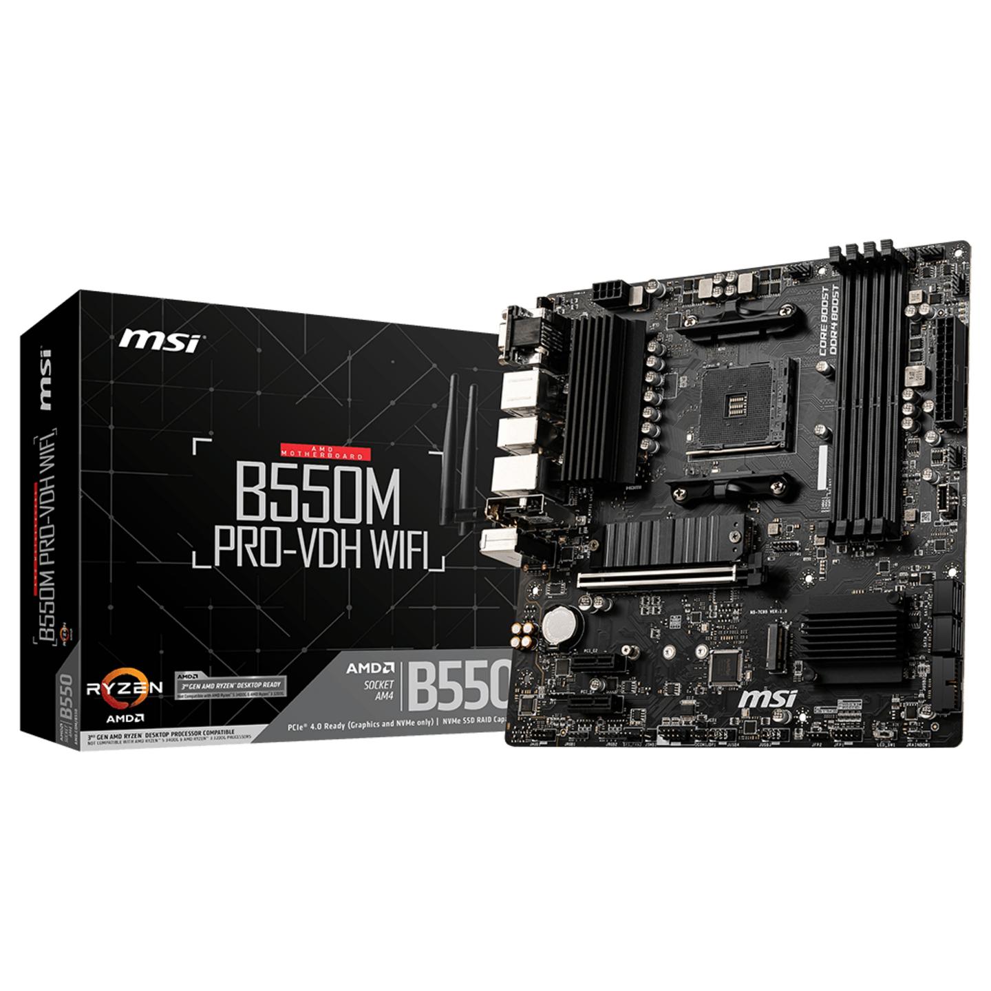 Pllakë Amë MSI B550M PRO-VDH WIFI / AMD AM4 / DDR4 / Micro-ATX / Wi-Fi 5 / 1GbE LAN