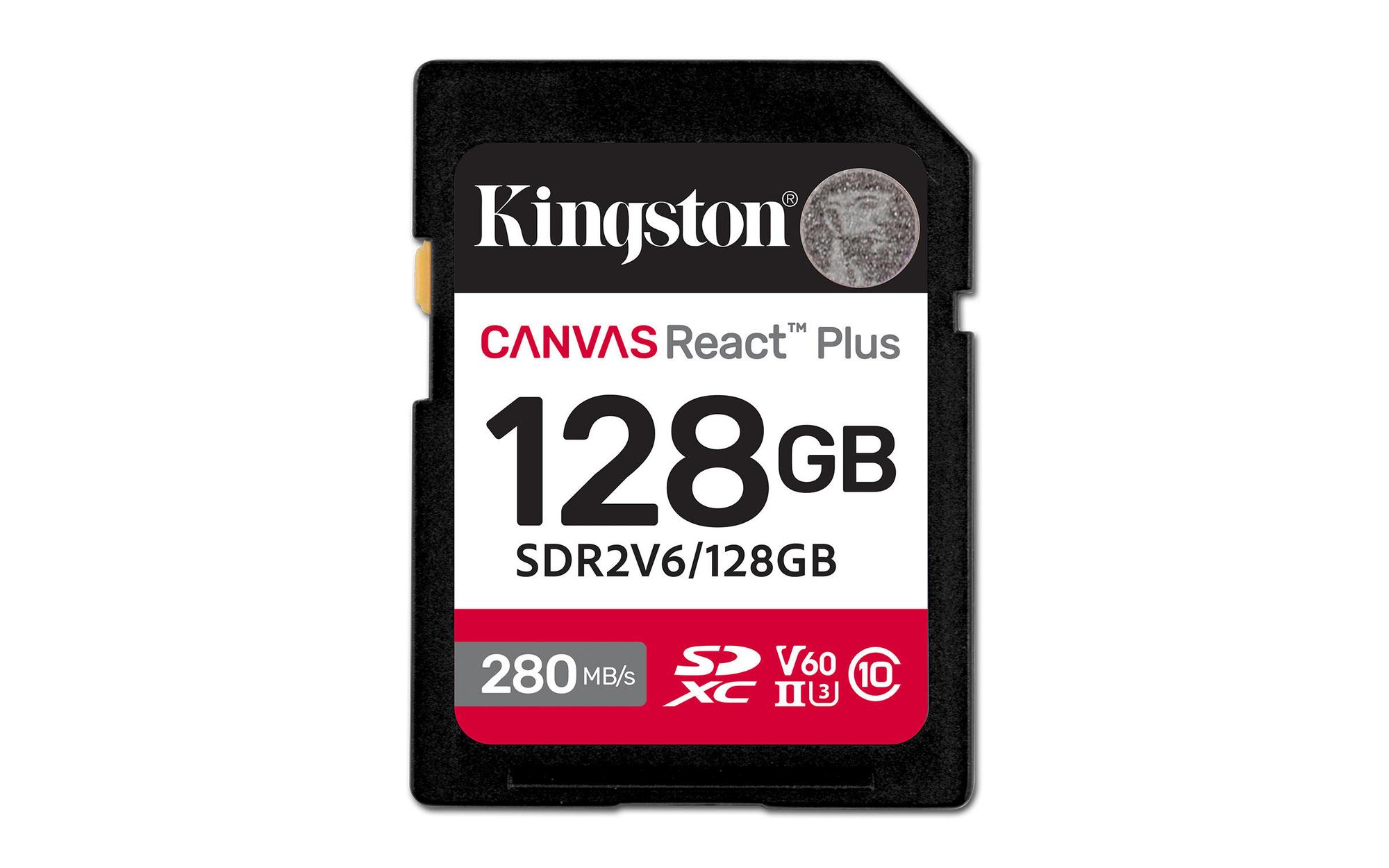 Kartë Memorie Kingston Canvas React Plus / SDR2V6/128GB / 128GB / SDXC / UHS-II / U3 / V60 / 280MB/s – Zezë