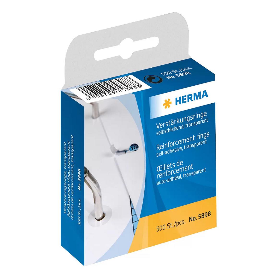 Unaza Përforcuese Vetëngjitëse HERMA 5898, Ø 12 mm, 500 Copë - Transparente