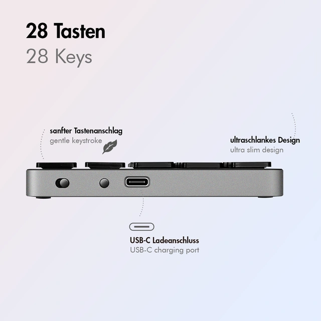Tastierë Pa kabllo LogiLink ID0212 / 28 Taste / Scissor Switch / Bluetooth / USB-C - Hiri - 3