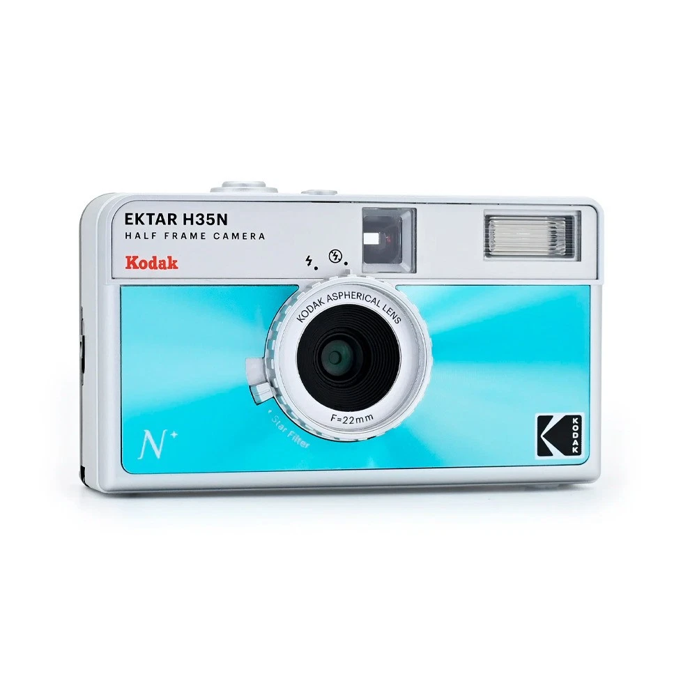 Kamerë analoge Kodak EKTAR H35N / Half Frame / 35mm / 22mm F8 / Star Filter / Bulb / Flash - Blu/Argjend