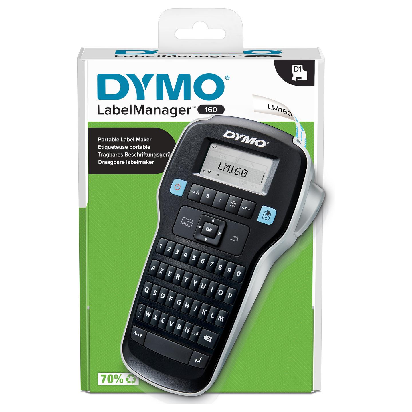 Printer Label DYMO LabelManager 160, Termo Transfer, 160 × 160 DPI, 12 mm/s, D1 6-12 mm, AZERTY - Zezë - 1