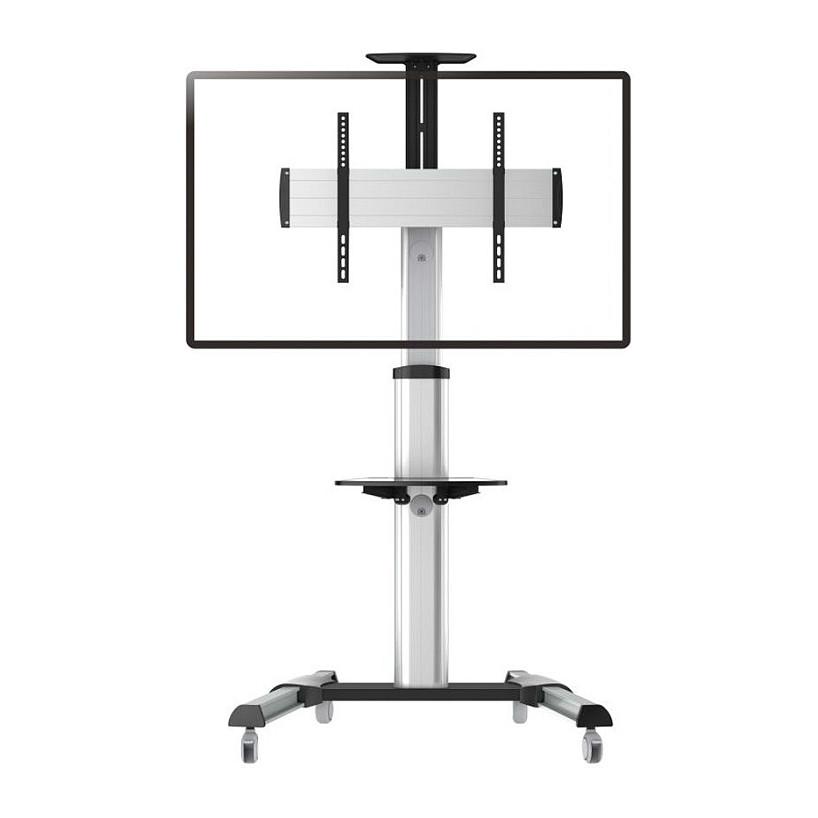 Mbajtëse për TV ROLINE / 37″–70″ / deri në 50 kg / Lartësi të Rregullueshme / e Rrotullueshme / me Rrota - Argjend - 3