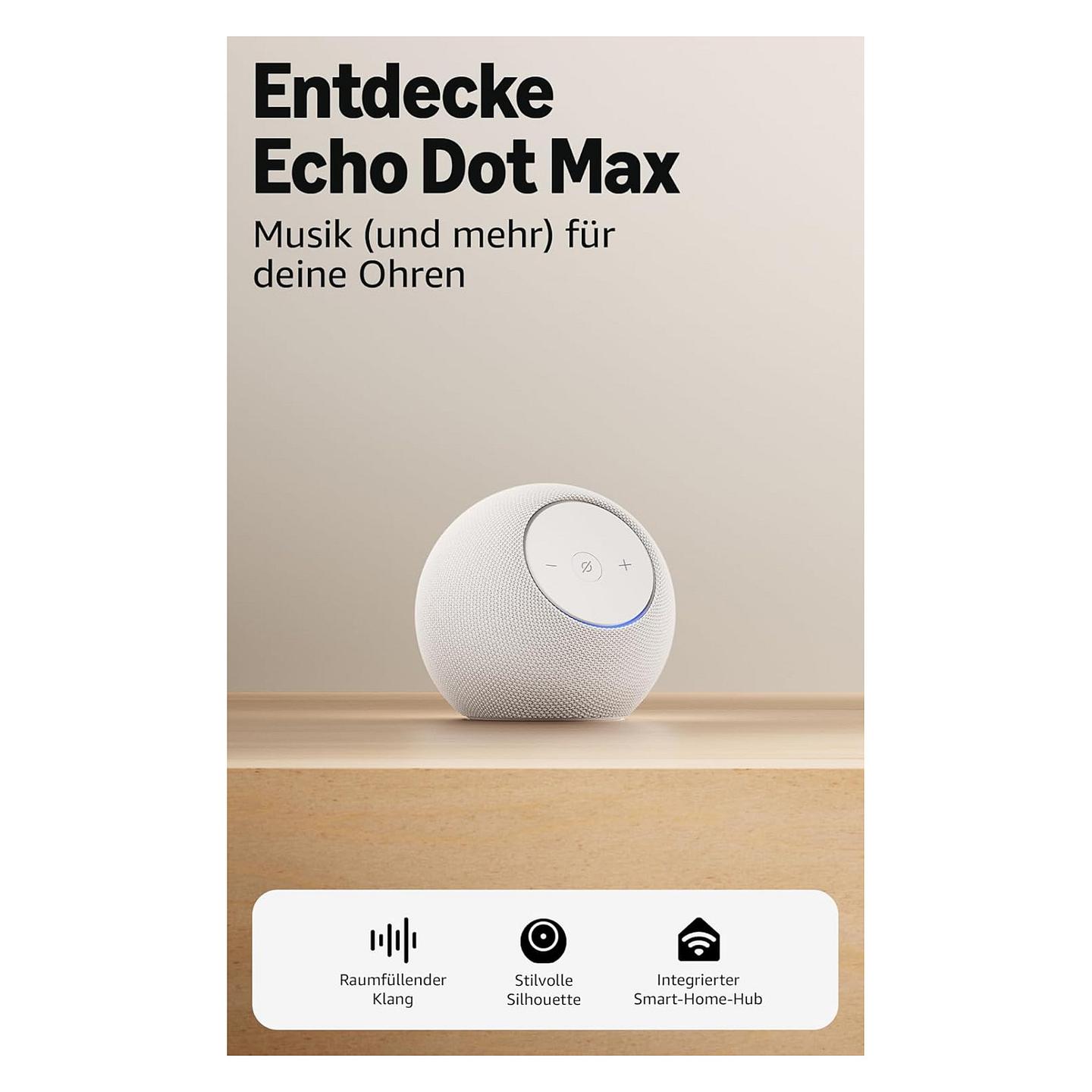 Altoparlant inteligjent Amazon Echo Dot Max, Wi-Fi 6E, Amazon Alexa - Bardhë - 2