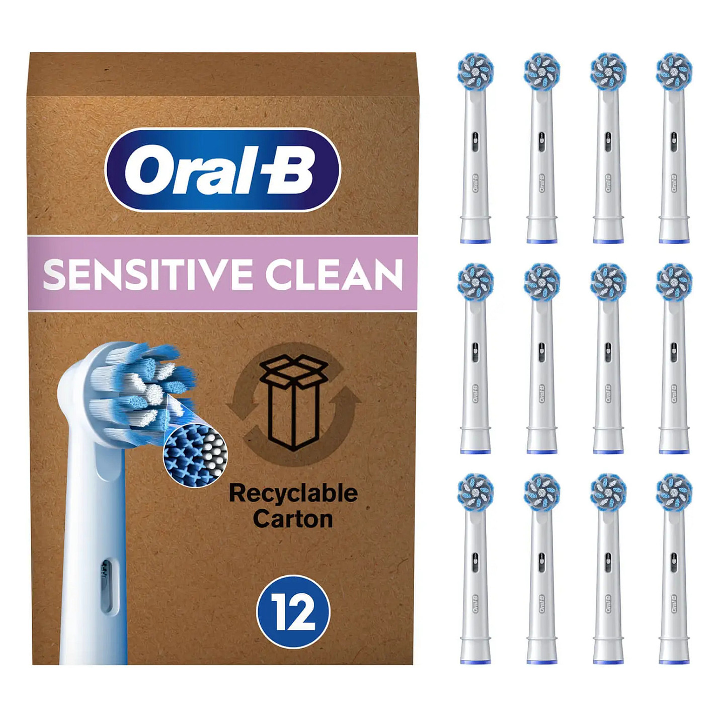 Koka zëvendësuese për furçë elektrike Oral-B Sensitive Clean / Extra Soft / 12 copë – Bardhë