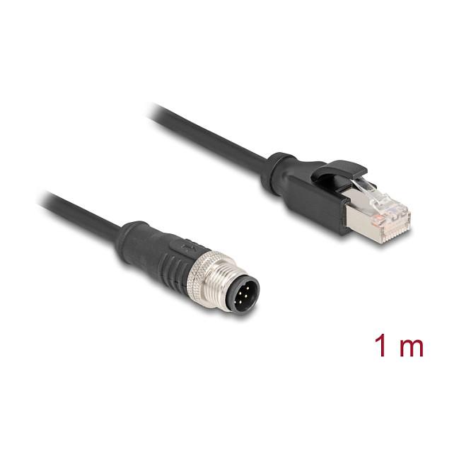 Kabllo për Rrjet DeLOCK 80809 / Cat 5e / S/FTP / M12 A-coded 8-pin Mashkull → RJ-45 Mashkull / 1m - Zezë - 3