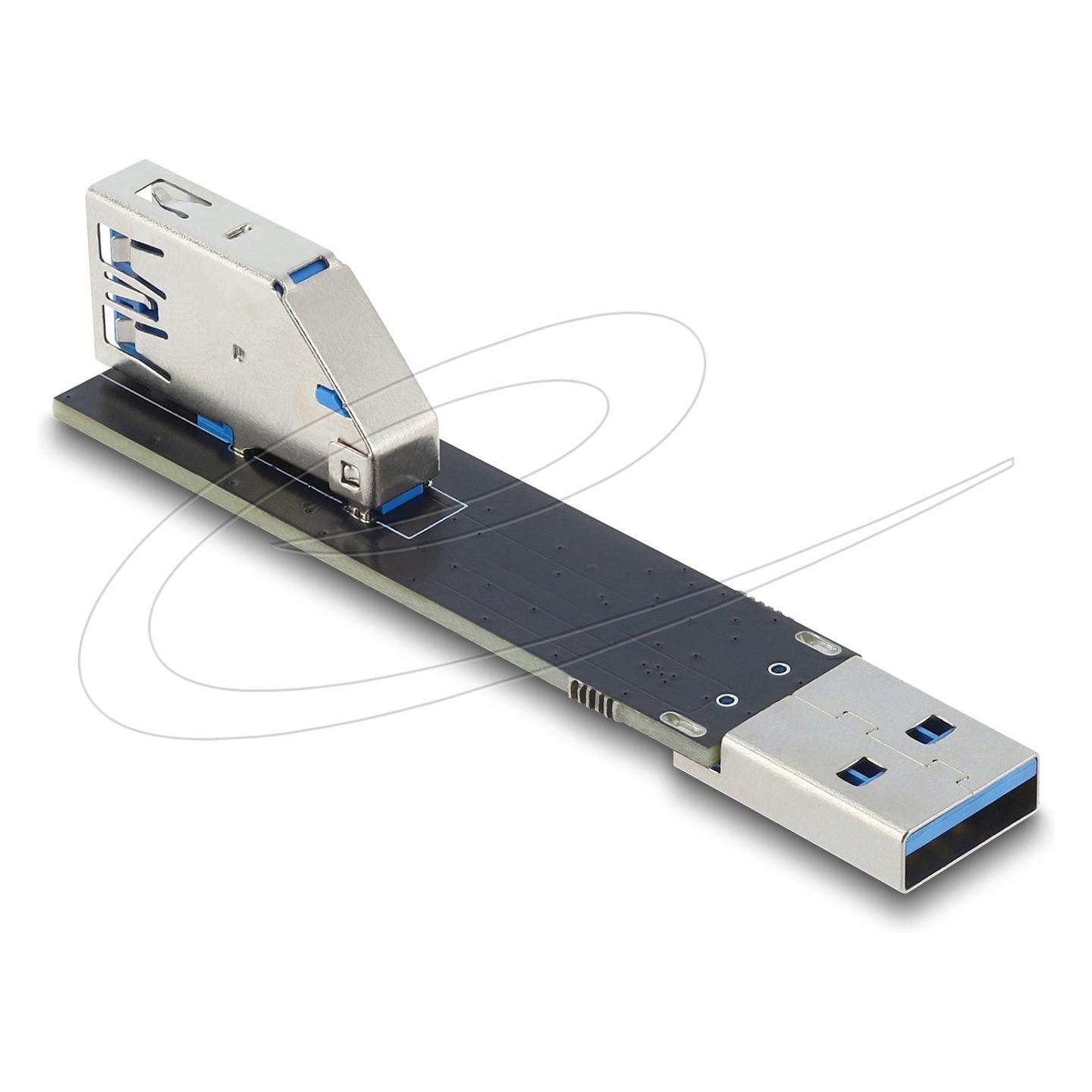 Adapter USB DeLOCK 67422, USB-A Femër në USB-A Mashkull, USB 10Gbps, 90°, 76.5mm - Zezë, Argjend - 2