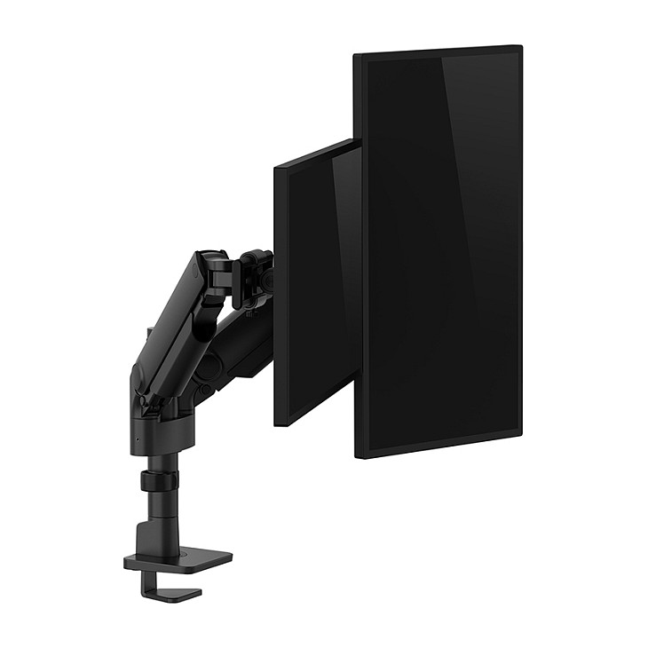 Mbajtëse për Monitor Neomounts / 2 Monitorë / 24"-34" / 11kg për Monitor / VESA 75x75-100x100 / Full Motion / Gas Spring / Tavolinë - Zezë - 11