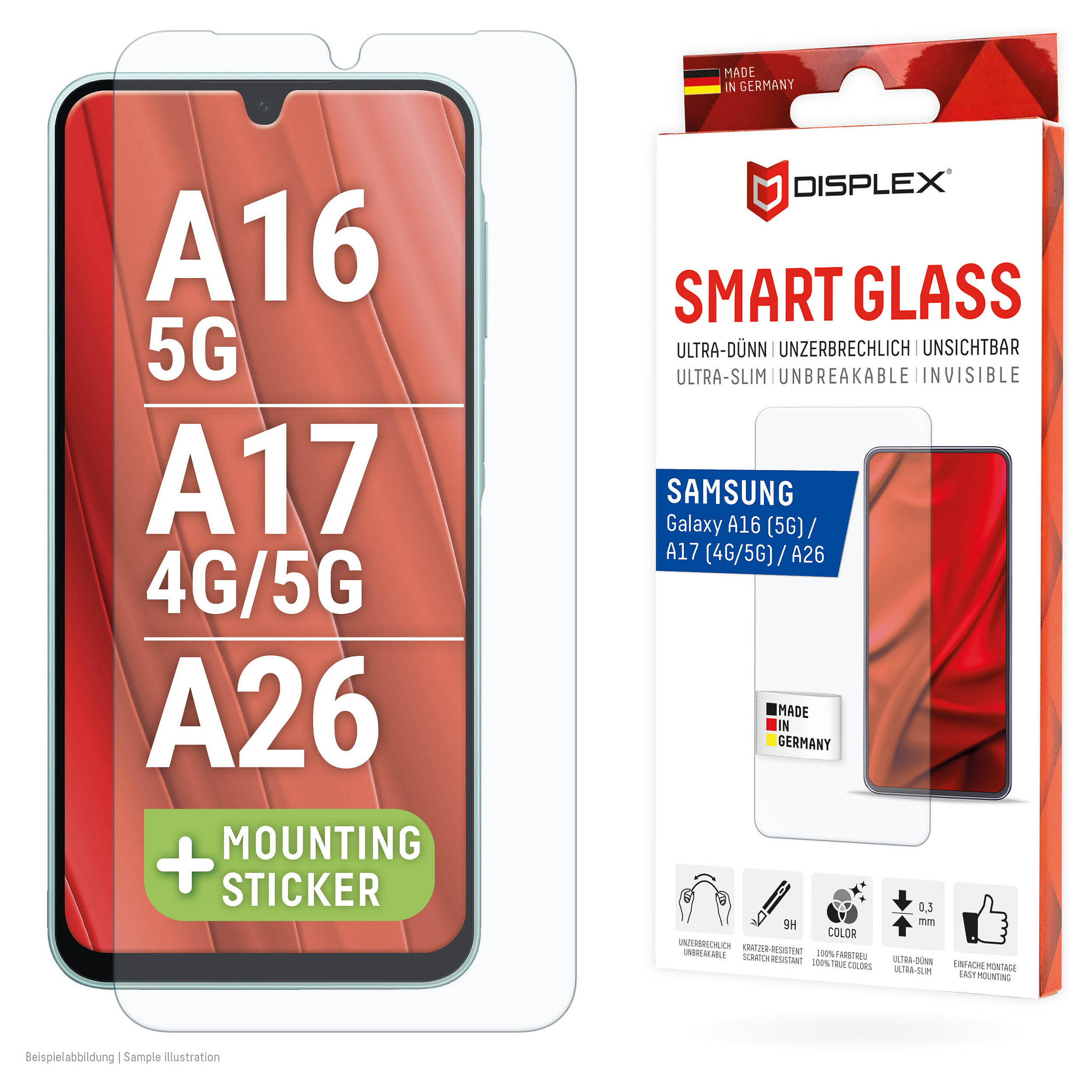 Mbrojtëse për ekran Displex 02072 / Samsung Galaxy A26 / Galaxy A16 5G / Galaxy A17 4G/5G / Smart Glass 9H – Transparente