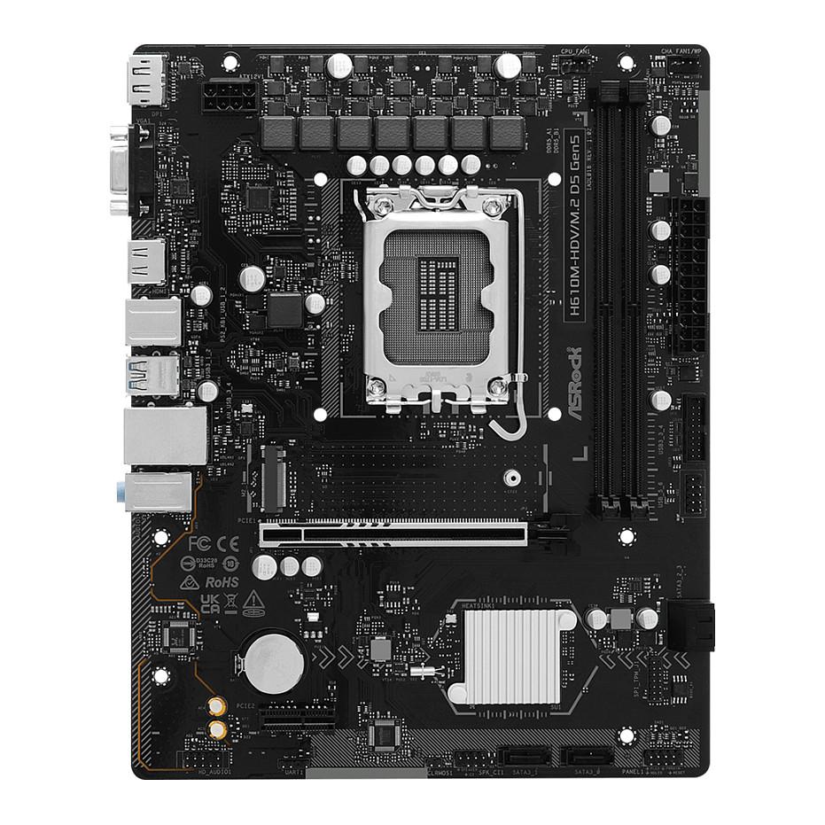 Pllakë Amë MB Intel ASRock H610M-HDV/M.2 D5 Gen5, LGA1700, H610, Micro ATX, DDR5, PCIe 5.0 - 2