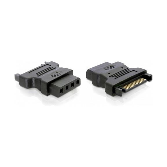 Adapter DeLOCK 82326, SATA 15-pin mashkull në Molex 4-pin femër, për furnizim me energji - Zezë
