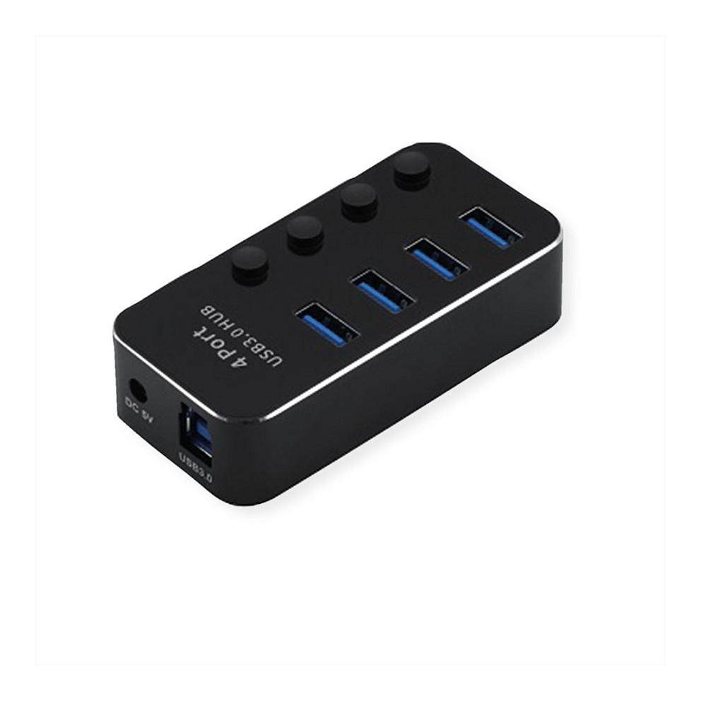 Hub ROLINE 14.02.5056, 4x USB-A, USB 3.2 Gen 1, 5Gbps, Ndërprerës Individual - Zezë - 2