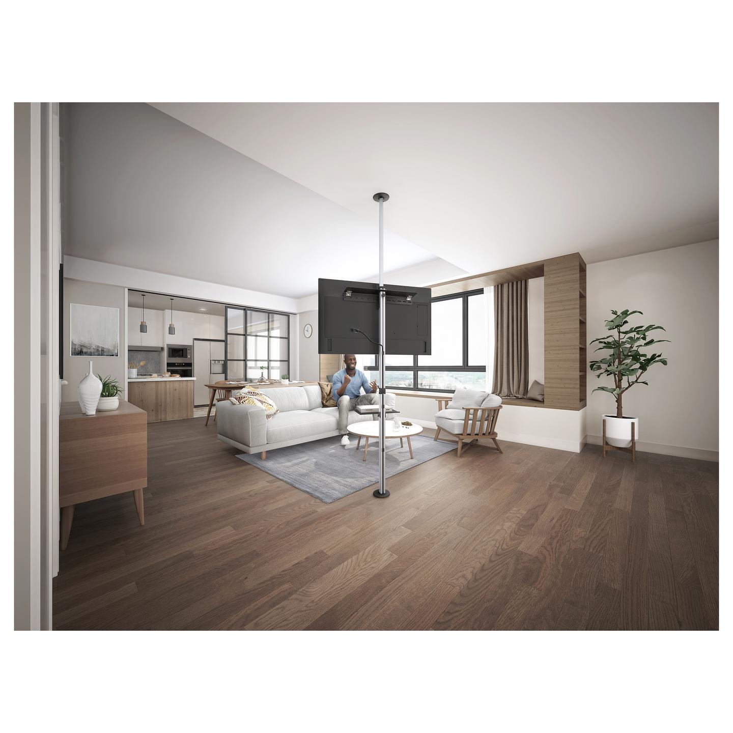 Mbajtëse për TV Equip 650621 , 37–70" , deri 30kg , dysheme–tavan , lartësi e rregullueshme , rrotullim 360° , VESA 200x200–600x400 - Argjend - 11