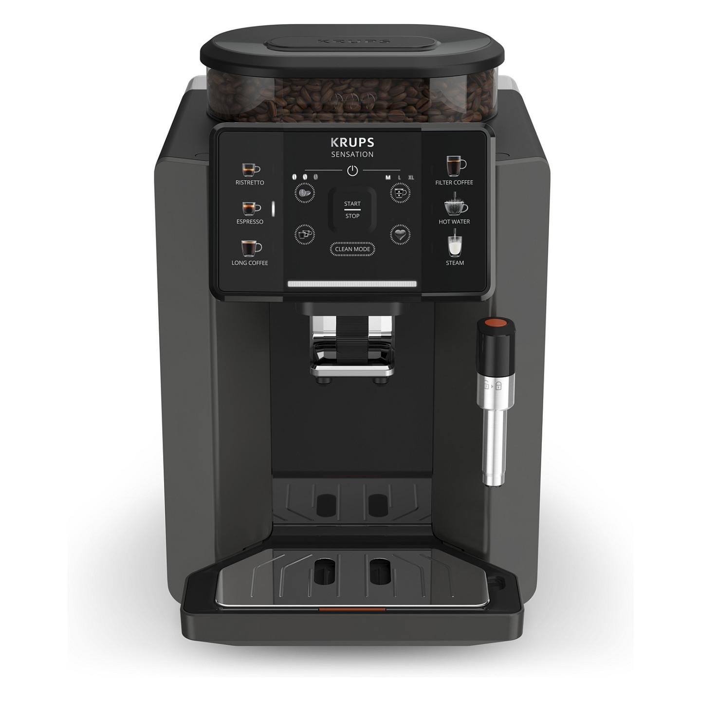 Aparat për Kafe Espresso Automatik Krups Sensation C50 EA9108, 1450 W, 15 bar, Rezervuar 1.7 L - Gri/Zezë