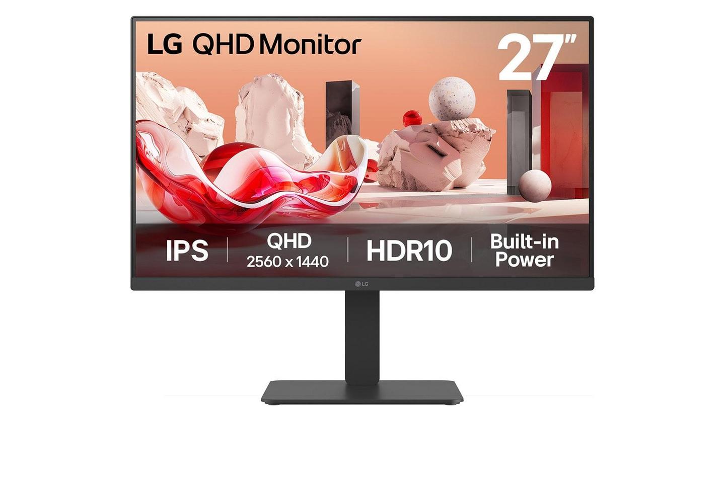 Monitor për Punë LG 27BA54QB-B / 27BA54QB-B.AEU / 27" / QHD IPS / 75Hz / 5ms / HDMI + DP 1.4 / USB 3.2 – Zezë