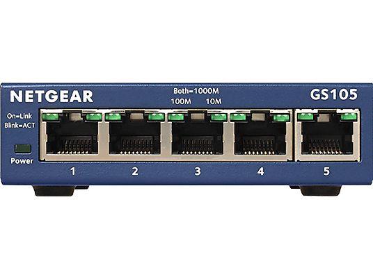 Switch NETGEAR GS105GE / 5-Port Gigabit / Unmanaged / Desktop / Fanless / 10Gbps - Blu - 3