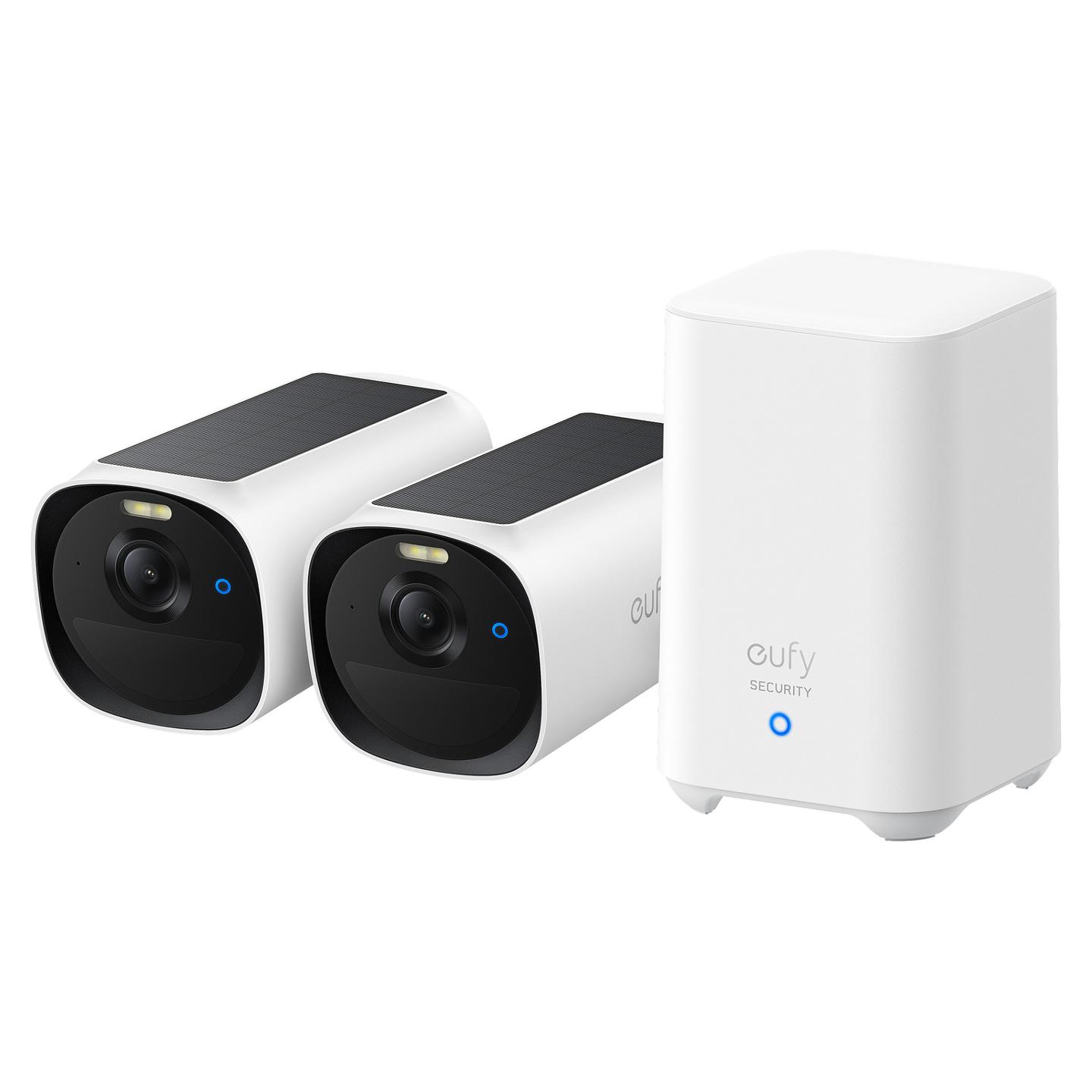 Kamerë Sigurie IP CCTV Eufy eufyCam E40 2-Cam Kit + HomeBase S280, 2K, 130°, IR, Wired & Wireless - Zezë/Bardhë