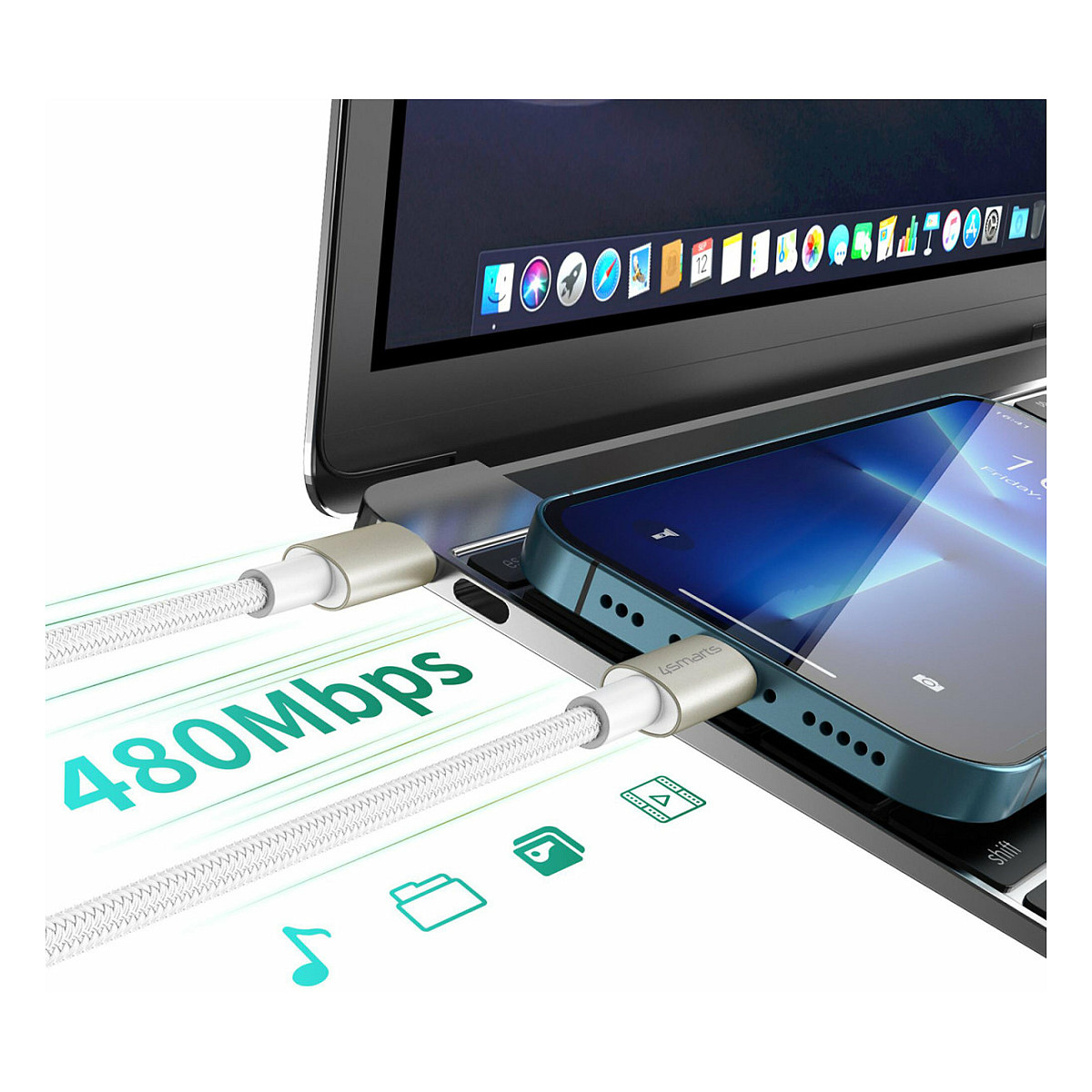 Aksesorë për telefon 4smarts USB-C në USB-C cable PremiumCord / 60W / 3er Set – Bardhë / Argjendi - 3