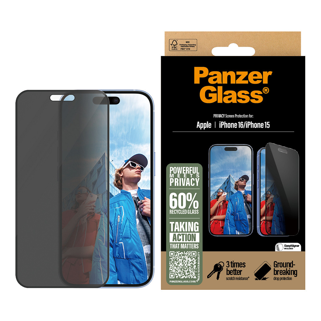 Aksesorë për telefon PanzerGlass / Privacy Screen Protector / iPhone 16 - 15 / UWF - 2