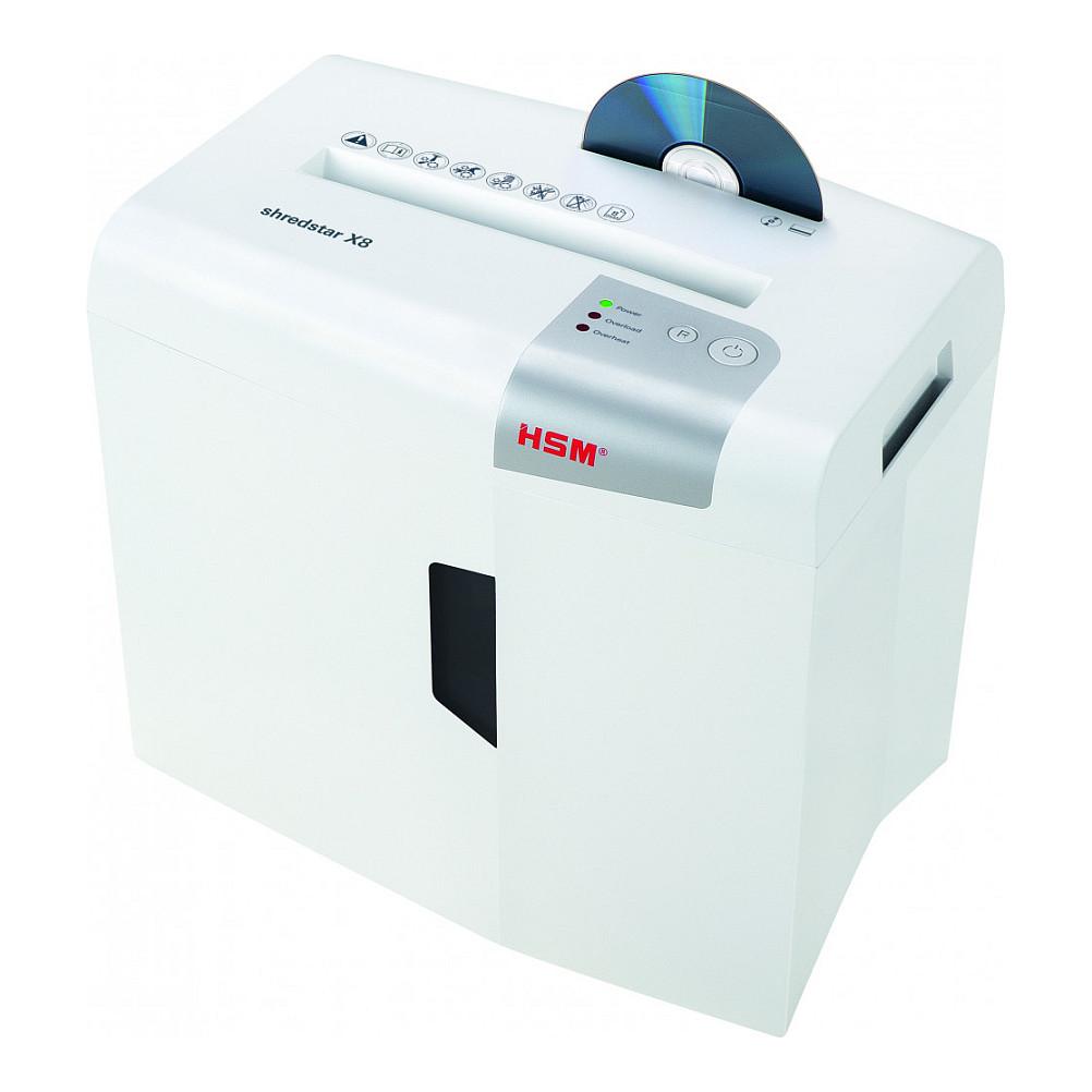 Shredder HSM shredstar X8, Particle-Cut, P-4, 8 fletë, 4,5 × 30mm, 18L, CD/DVD - Argjend, Bardhë - 3