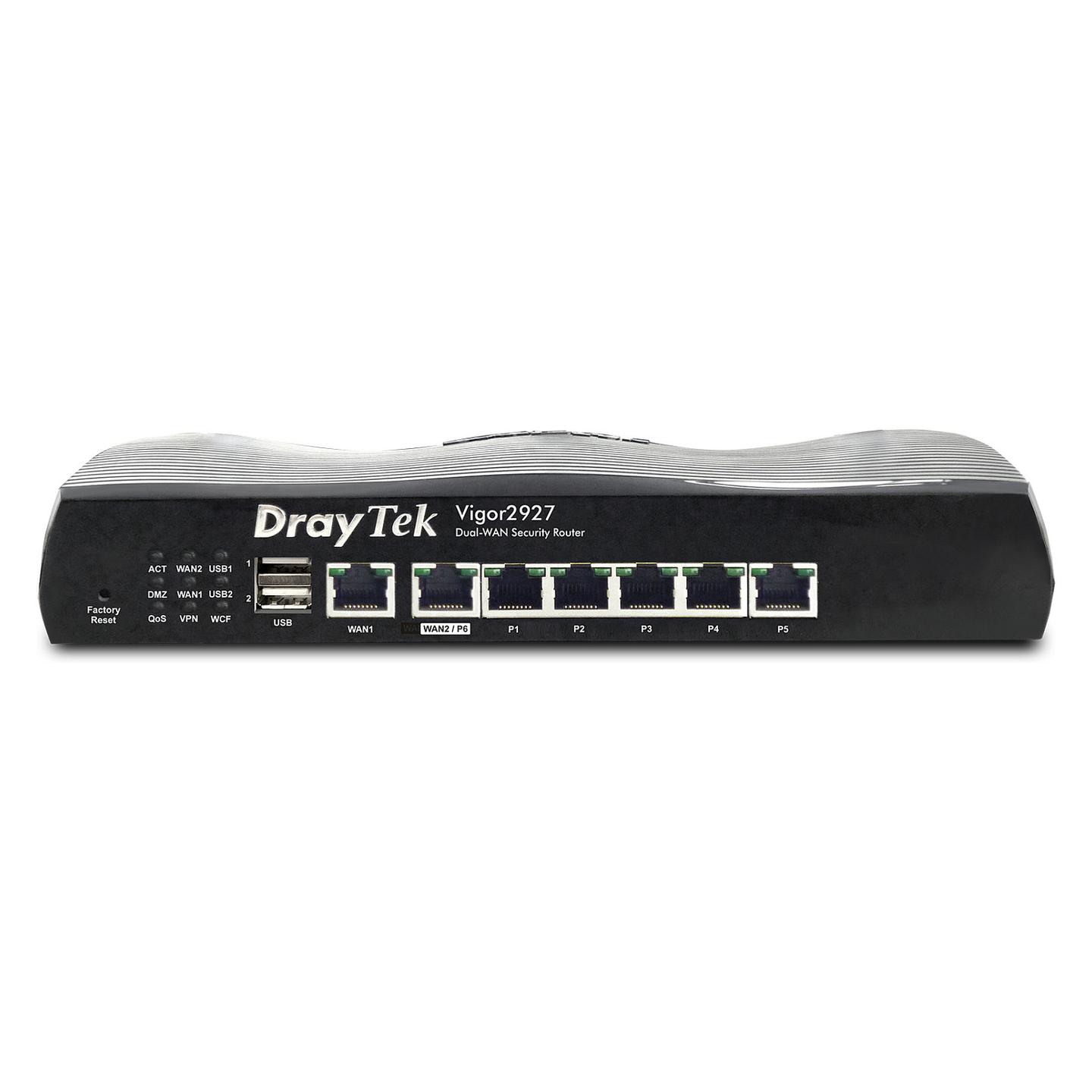 DrayTek Vigor2927, Ruter Profesional Dual-WAN, 2× Gigabit WAN/LAN + 5× Gigabit LAN, VPN, Firewall, Load Balancing, Failover – Zi - 2