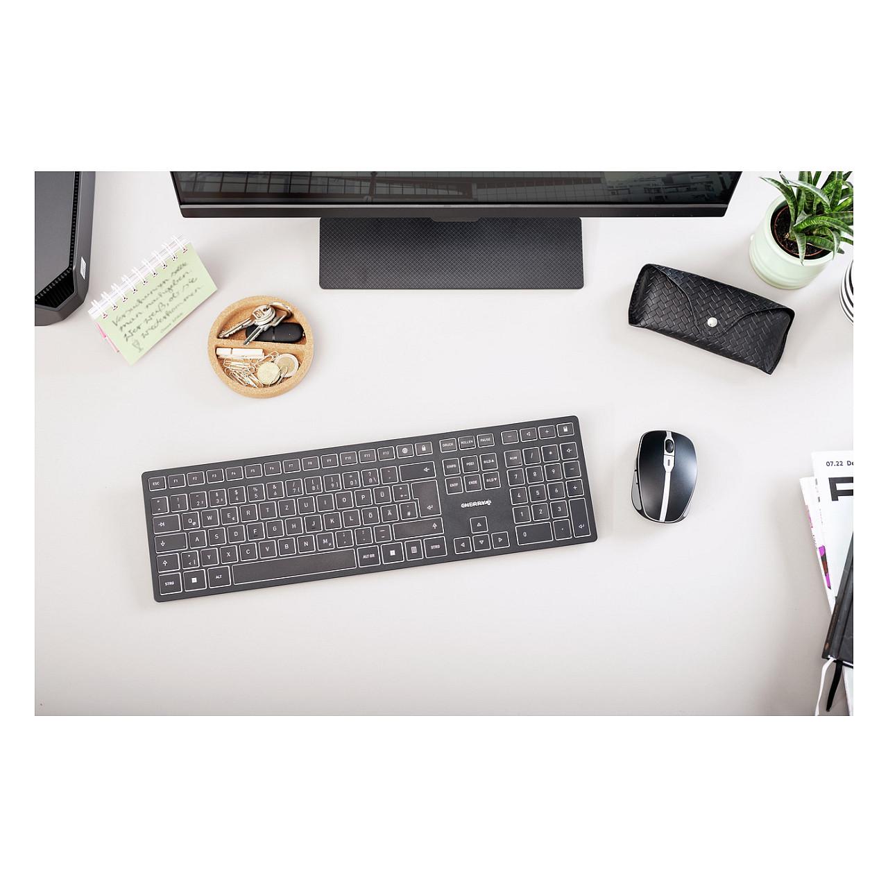 Tastierë pa kabllo CHERRY KW 9100 SLIM / AZERTY / 108 Taste / RF Wireless + Bluetooth - Zezë - 13