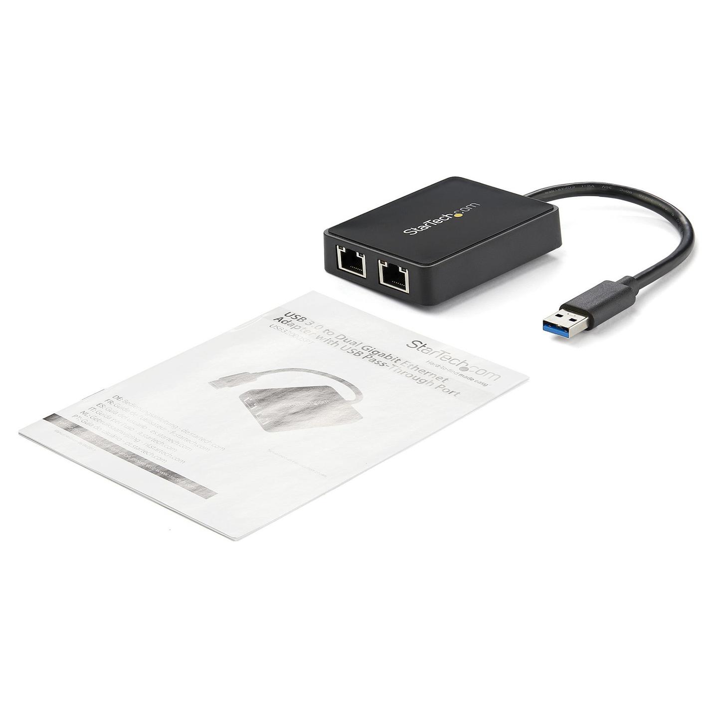 Adapter Rrjeti USB StarTech.com USB32000SPT, USB-A 3.0, 2x Gigabit LAN RJ45, 10/100/1000Mbps, 1x USB-A 3.0 Pass-Through, ASIX AX88179A + VIA VL817 - Zezë - 6