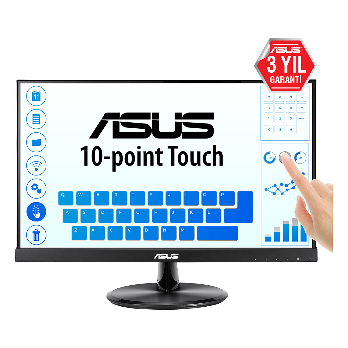 Monitor ASUS Touch VT229H / 21.5″ / Full HD IPS LED / 75Hz / 5ms / USB + VGA + HDMI - Zezë - 1