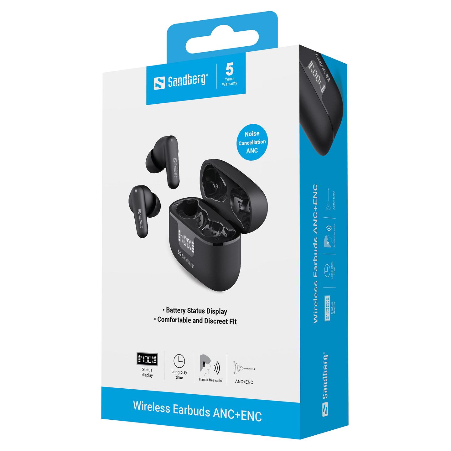 Kufje pa kabllo Sandberg Wireless Earbuds ANC+ENC 126-52 / TWS / Bluetooth 6.0 / 10mm / 20-20000Hz / ANC / ENC - Zezë - 9