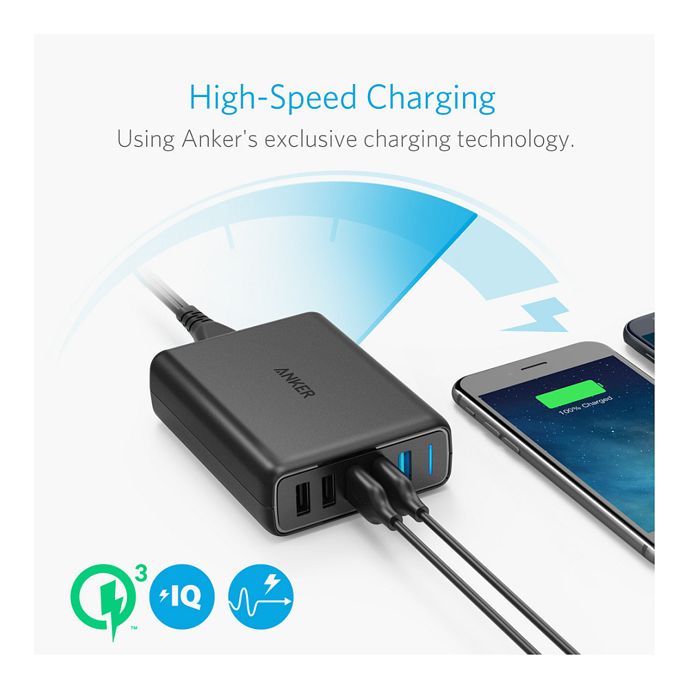 Adapter Anker PowerPort Speed 5 / 5x USB-A / Quick Charge 3.0 / 63W - Zezë - 2