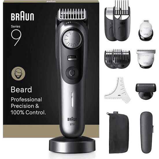 Trimer për Mjekër Braun Series 9 BT9560, 52 Nivele, Wet & Dry – Zezë/Gri