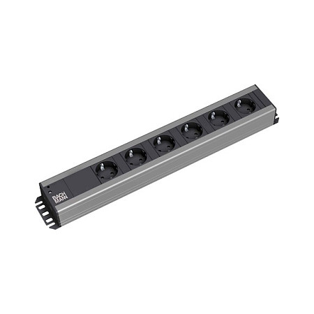 Bachmann Professional Power Strip 19" / 6× Schuko / 2m / 3680W – Black