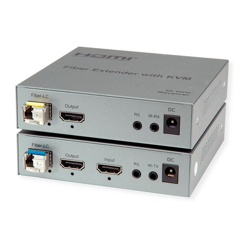 Extender KVM ROLINE 14.01.3363, HDMI 4K 60Hz, USB, Fibër Optike, deri në 20 km - Argjend