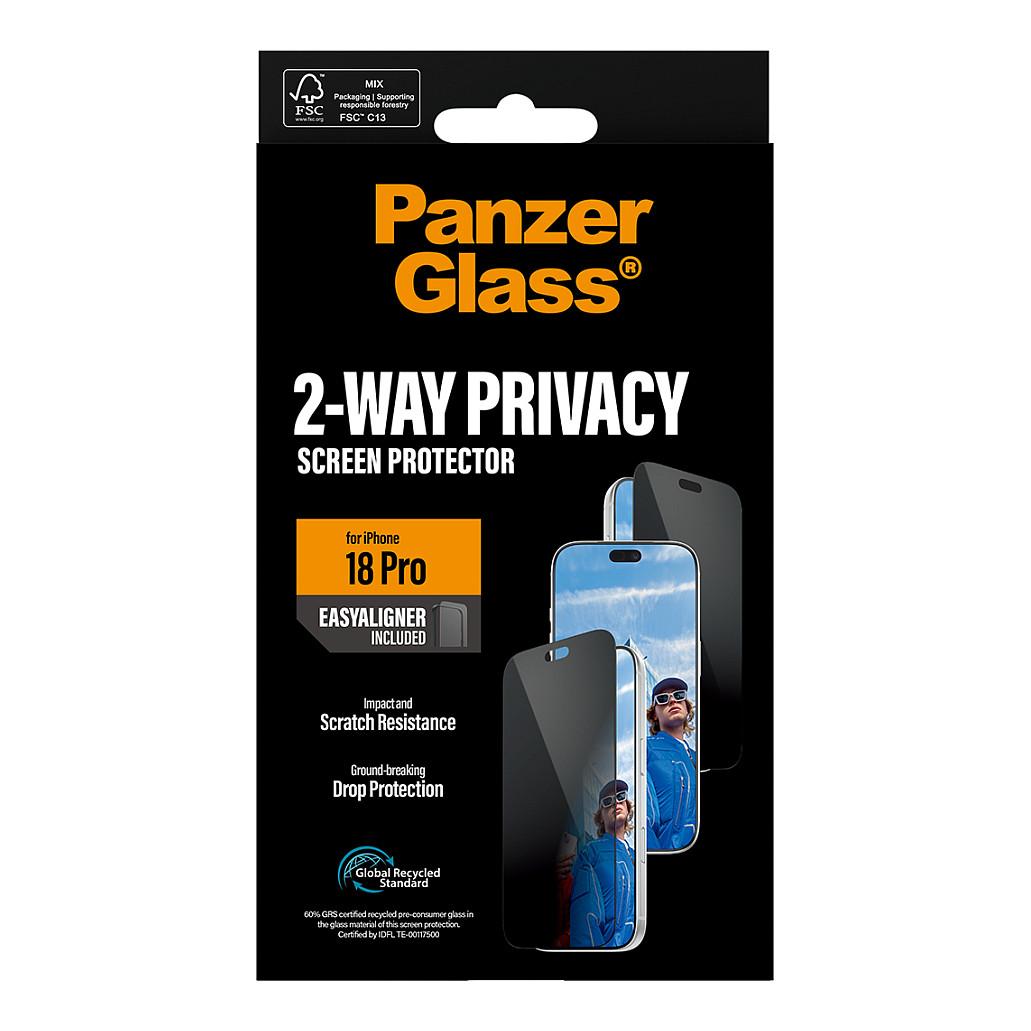 Mbrojtëse Ekrani PanzerGlass 2-Way Privacy për iPhone 18 Pro, Ultra-Wide Fit, EasyAligner - Transparente - 3