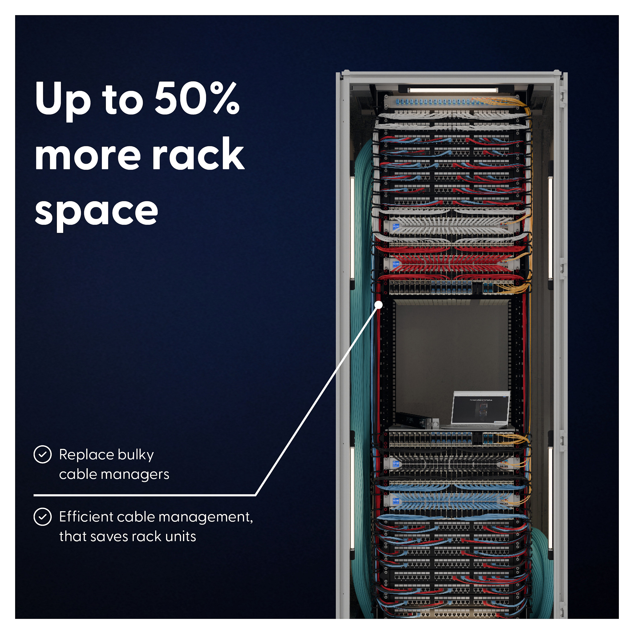 PATCHBOX 8RU Cable Management System Cat.6a U/FTP PoE | 24 Cassettes | 0.8m - 2