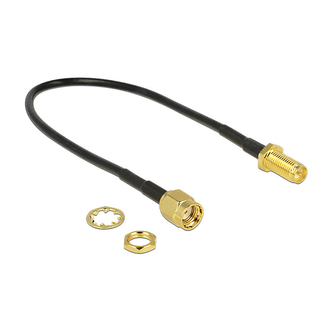 Kabllo për Rrjet DELOCK HF RP‑SMA Plug > RP‑SMA Jack / Panel Mount / 200mm - 2