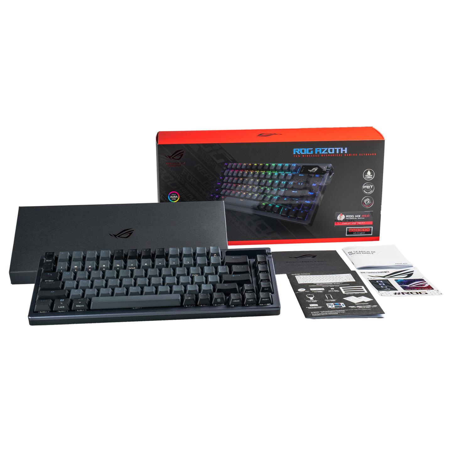 Tastierë Gaming ASUS ROG Azoth / Wired / 75% / ROG NX Red / USB + RF Wireless + Bluetooth / AZERTY FR / RGB - Zezë - 9