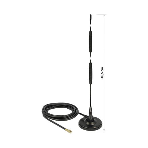 Antena për rrjet Delock 12428, LTE/GSM, 7dBi, Omnidireksionale, SMA Male, RG-58 3m - Zezë