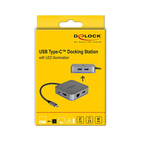 Docking Station DeLOCK for Mobile devices / 4K / 1xHDMI / 3xUSB-A / 1xUSB-C / LAN / SD - Gri - 4