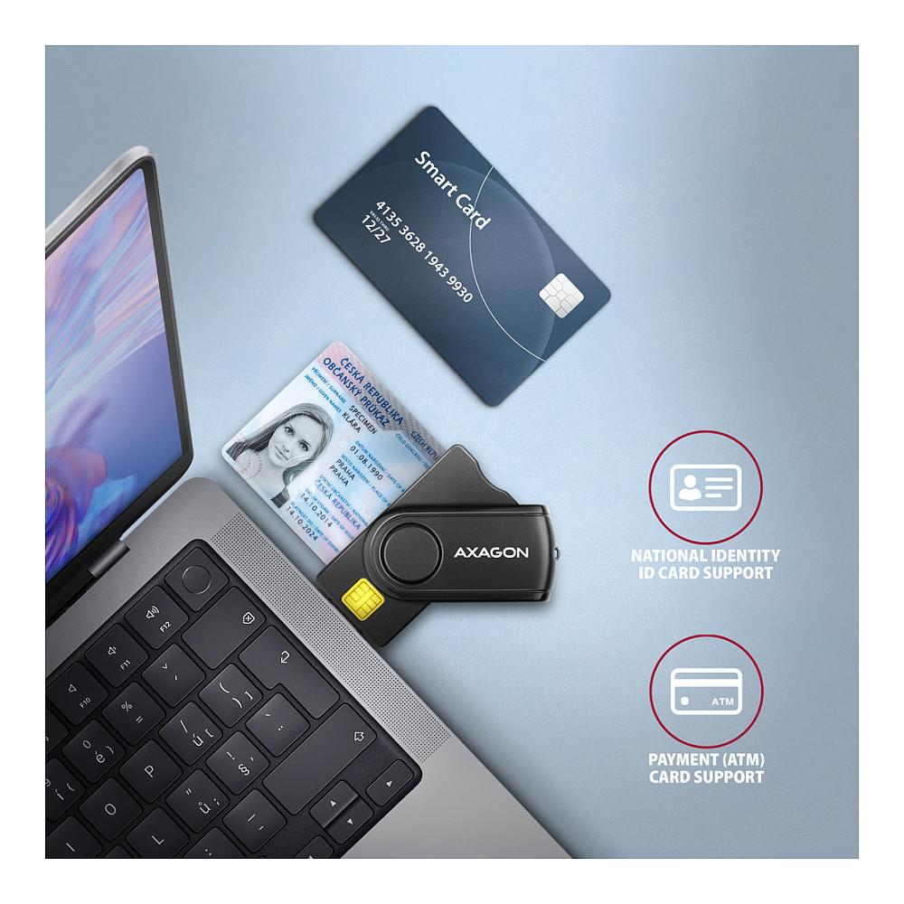 Lexues Kartelash AXAGON CRE-SMP2A, USB 2.0, Smart Card/ID, SD, microSD, SIM, USB-A me adapter USB-C – Zezë - 4