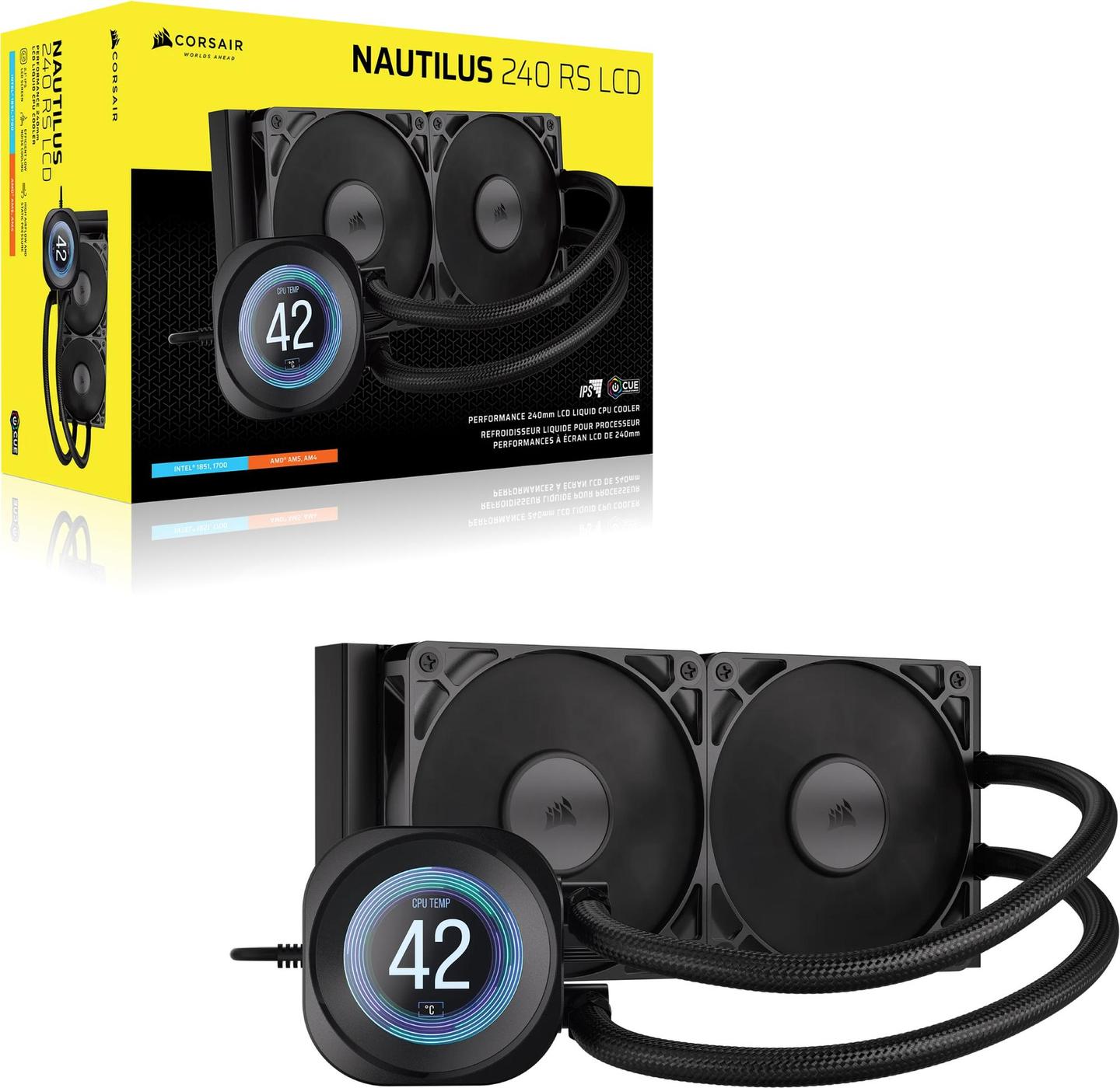 Ftohës për Procesor Corsair NAUTILUS 240 RS LCD / 240mm / AIO / 2x 120mm / 420–2100 RPM / 72.8 CFM / 4.15 mmH₂O / LCD 2.1" – Zezë - 2