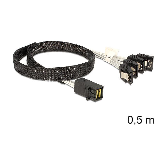 Aksesor për Disqe DeLOCK 83392 / Mini SAS HD SFF-8643 në 4x SATA / 0.5m - Zezë - 2