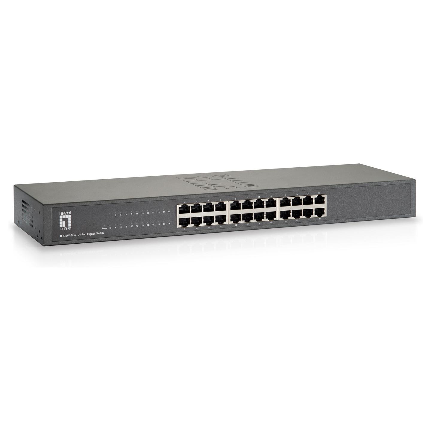Switch LevelOne GSW-2457, 24× Gigabit Ethernet RJ45, Unmanaged, 48Gbps, Rackmount – Hiri