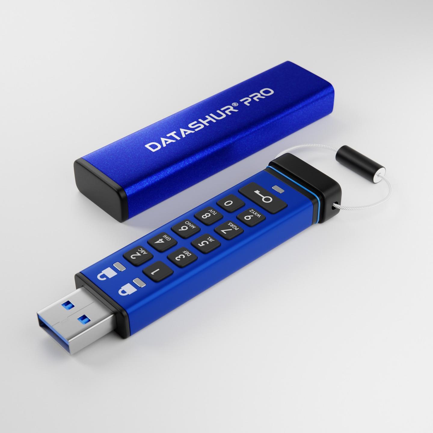 USB Flash Drive iStorage datAshur Pro / 128GB / USB Type-A / USB 3.2 Gen 1 / AES-XTS 256-bit - Blu - 1