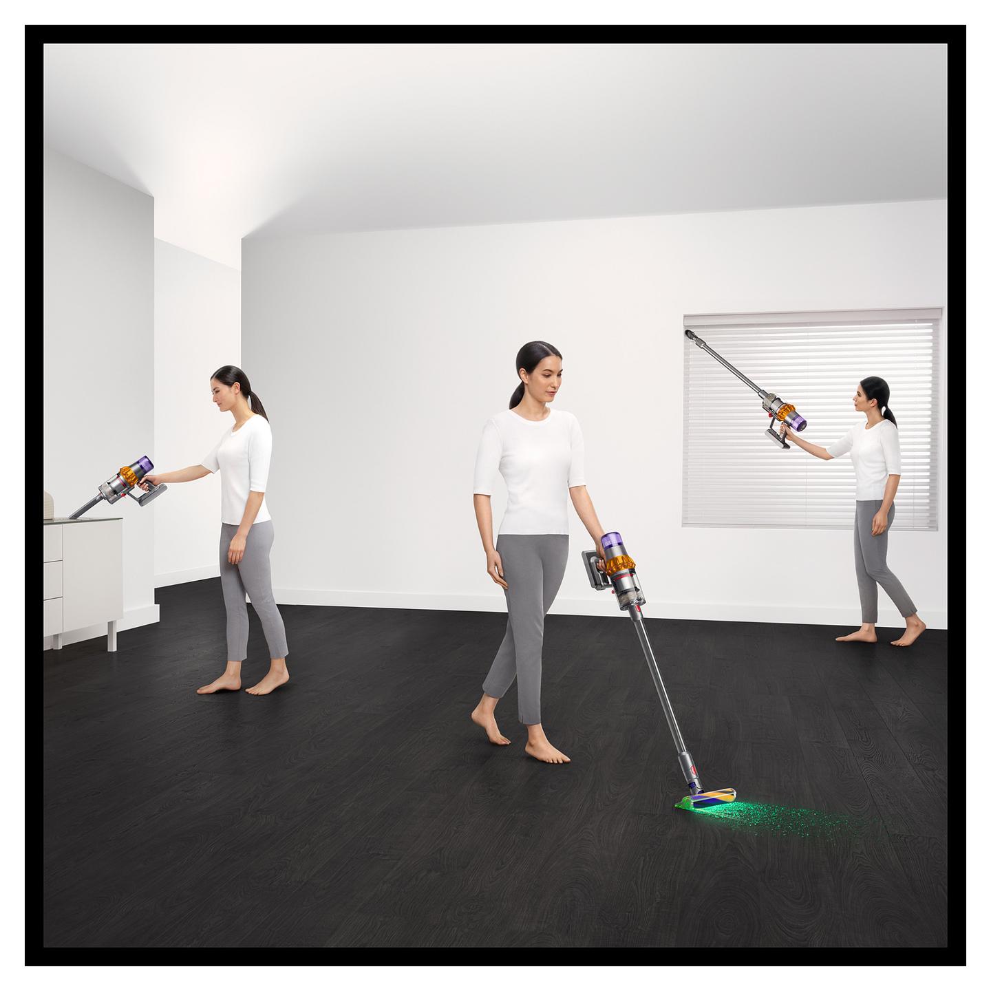 Fshesë Elektrike Dyson V15 Detect Absolute (2026), 240AW, 0.77L, 60min, HEPA, LCD, Laser, Digital Motorbar - Verdhë, Vjollcë, Gri - 9