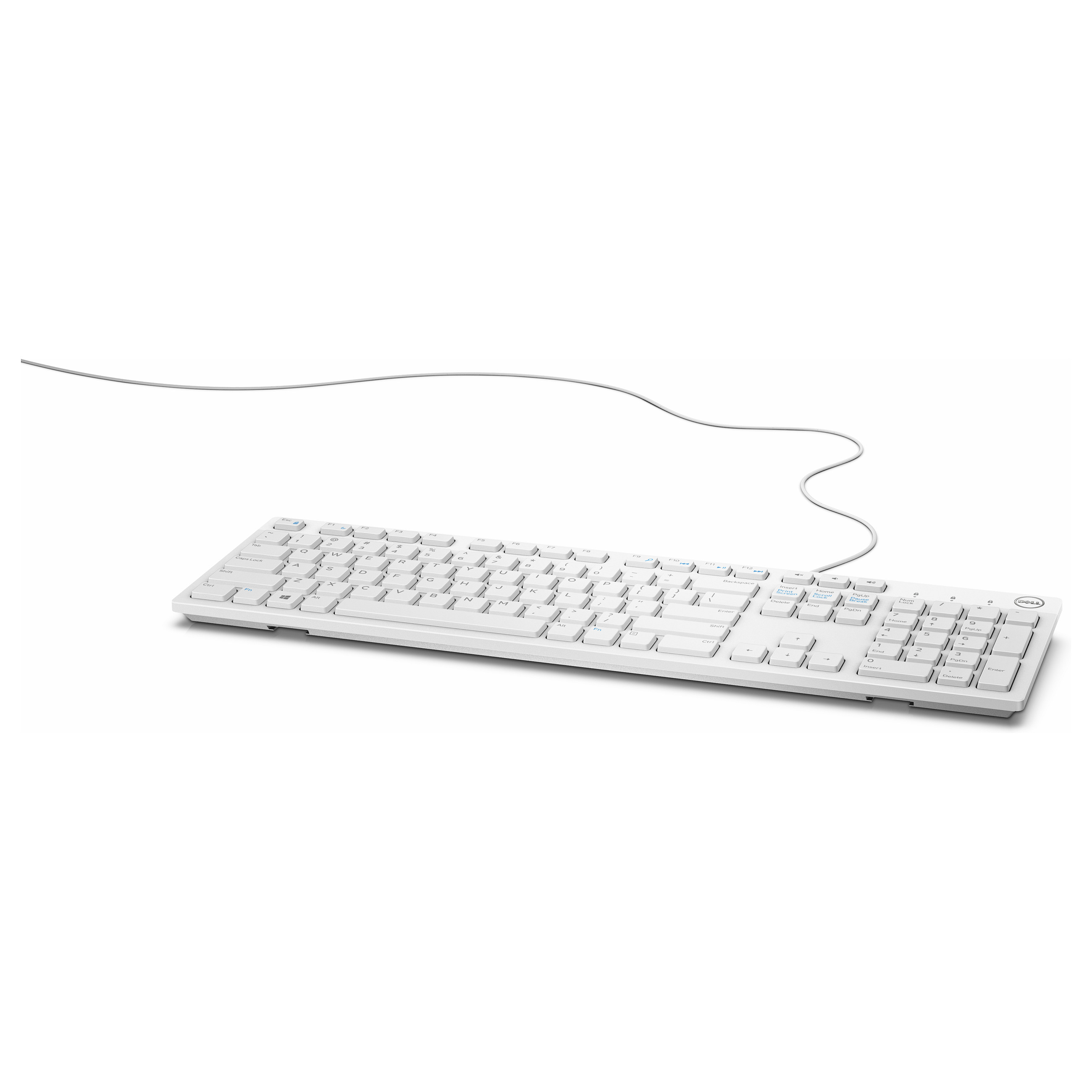 Tastierë me kabllo Dell KB216 / USB / QWERTZ (DE) / Full-Size / Chiclet / Multimedia – Bardhë - 4
